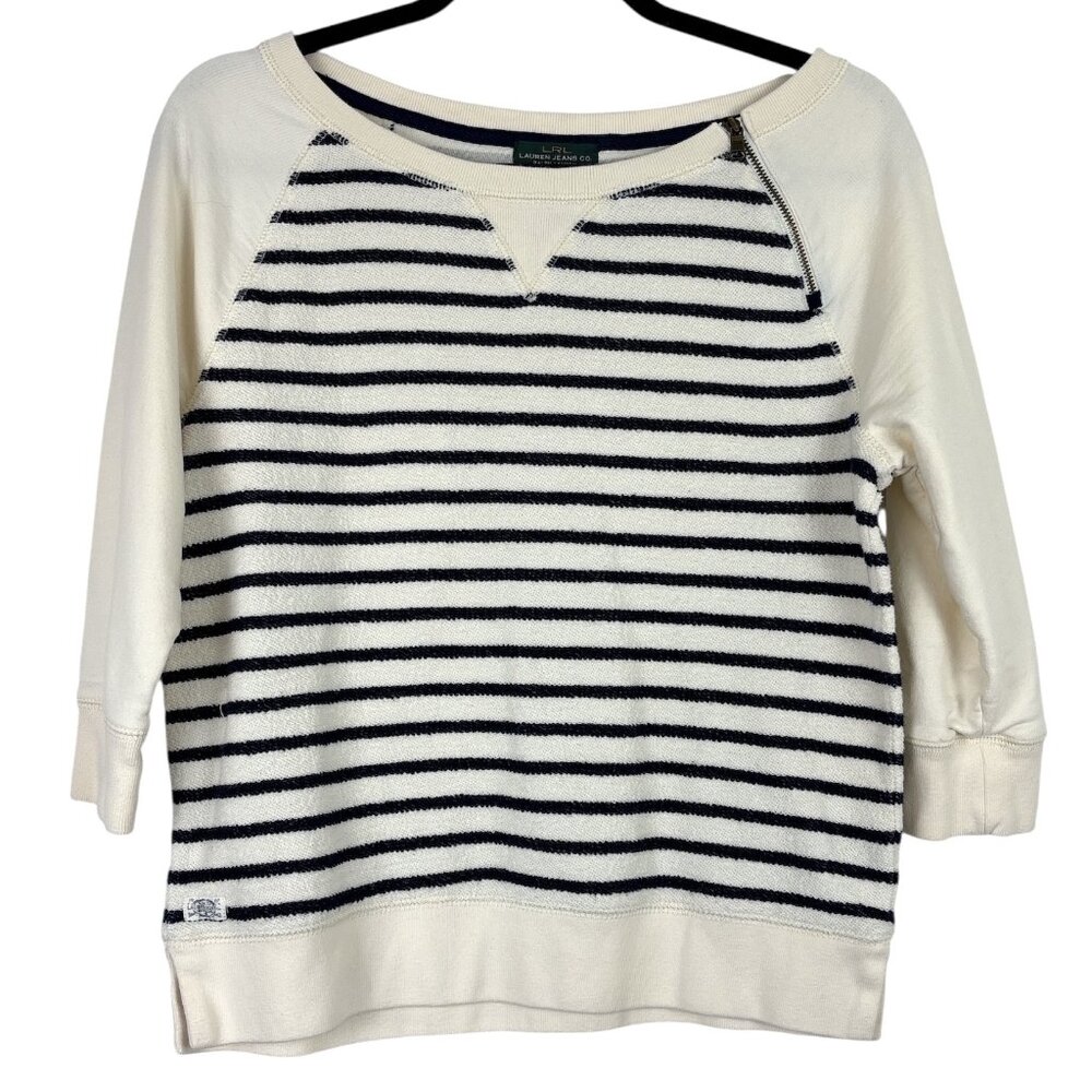 Ralph‎ Lauren Jeans Co. Women’s Small Striped Boatneck Sweater Ivory Navy Breton